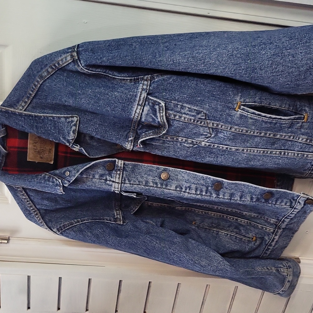 VTG. MEN's Levi's Blue Denim Jacket, Flannel Lined, Meduim - Picture 5 of 11